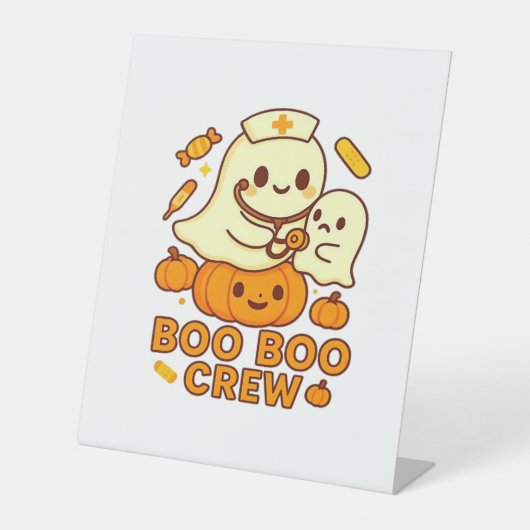 Boo Boo Crew Nurse Ghost Classic T-shirt Reclamebord Met Voetstuk (Voorkant)