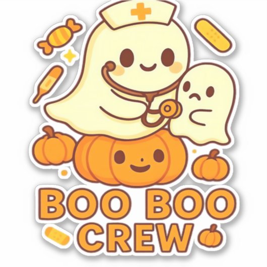 Boo Boo Crew Nurse Ghost Classic T-shirt Sticker (Voorkant)