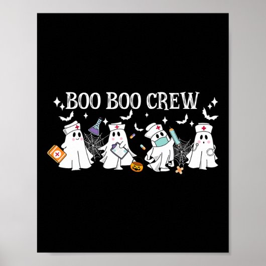 Boo Boo Crew Nurse Ghost Funny Halloween Poster (Voorkant)