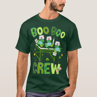 Boo Boo Crew Nurse St Patrick's Day Shamrock Face T-shirt