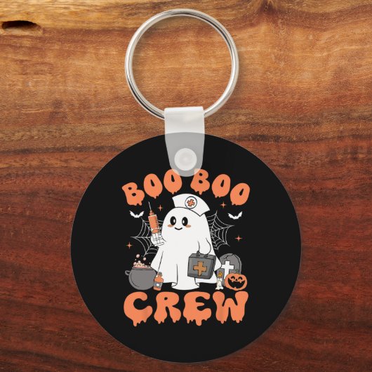Boo Boo Crew Nurse Vrouwen Schattigee Ghost Hallow Sleutelhanger (Voorkant)