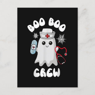 Boo Boo Crew Schattige Nurse Ghost Funny Halloween Briefkaart