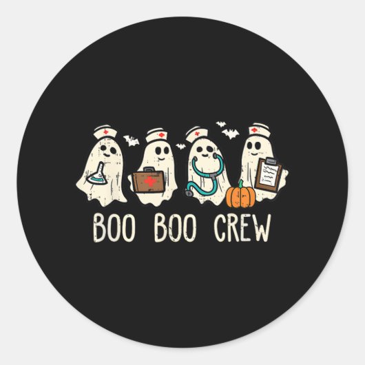 Boo Boo Crew Verpleegster Grappige Ghost Vrouwen H Ronde Sticker (Voorkant)