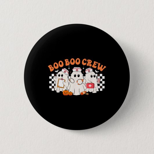 Boo Boo Crew Verpleegster Vrouwen Retro Halloween Ronde Button 5,7 Cm (Voorkant)