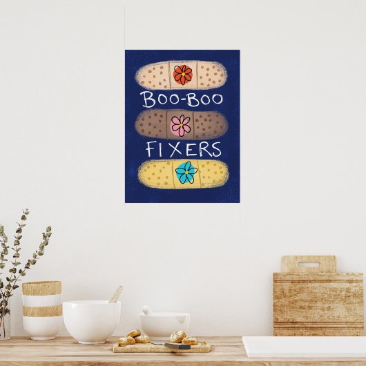 Boo-Boo Fixer Bandaids Poster Wall Art (Keuken)