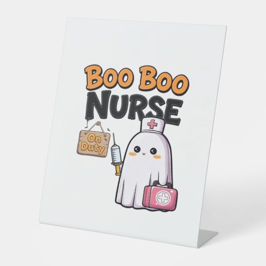 Boo Boo Nurse On Duty Classic T-shirt Reclamebord Met Voetstuk (Voorkant)