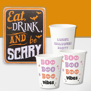 BOO BOO Vibes Halloween Aangepaste naam Papieren Bekers