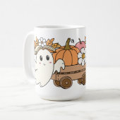 Boo & Books Adorable Ghost Reading Fall Design Koffiemok (Voorkant links)