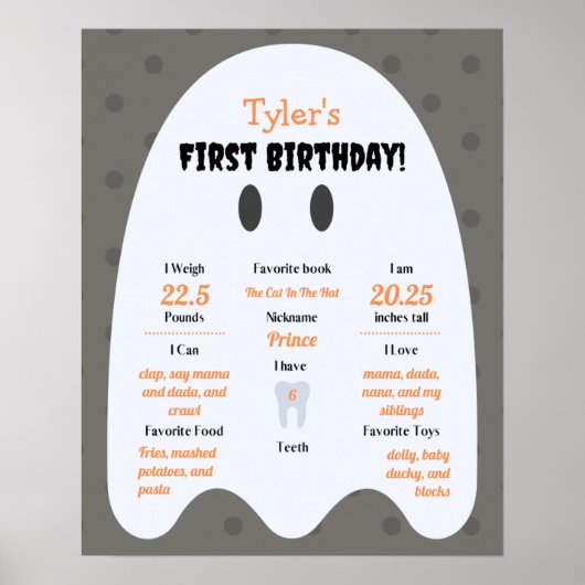 Boo ! Boys Halloween 1er Anniversaire Poster de ja (Devant)