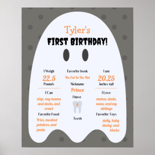 Boo. Boys Halloween 1st Birthday Milestone Poster