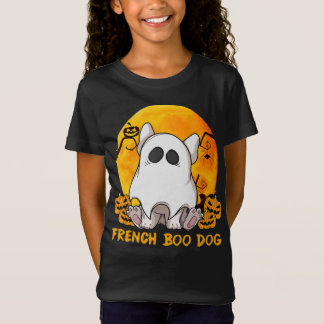 Boo Bulldog met pompoen spin en maan T-shirt
