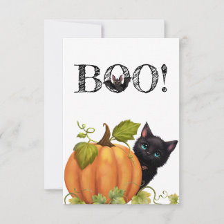Boo Cat Halloween Flat Card Bedankkaart