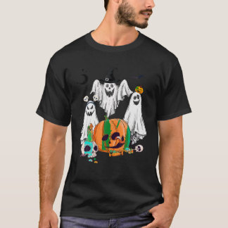 Boo Creepy Uil Pumpkin Ghost Skelet Grappige Hallo T-shirt