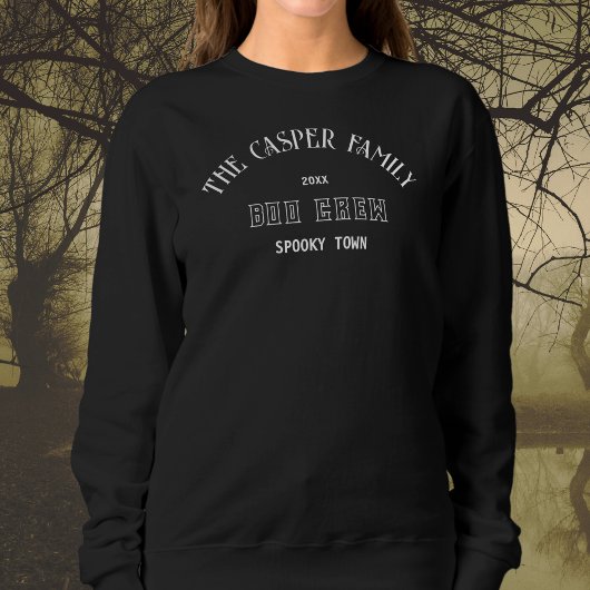 Boo Crew aangepaste familienaam Halloween Black Trui