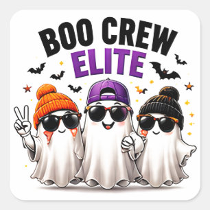 Boo Crew Elite Grappige Geest Vrienden Halloween Vierkante Sticker