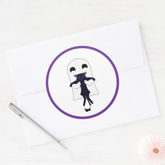 Boo Crew Ghost & Scraggly Black Cat Sticker Blad (Envelop)