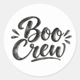 Boo Crew Grappige Halloween Waterverf Lettering Ronde Sticker