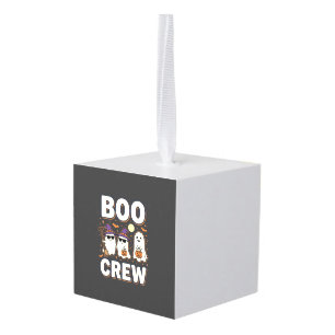 Boo Crew Halloween Geesten Vectorontwerp_1 Kubus Ornament