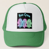 Boo Crew Neon Ghosts Halloween Trucker Hat Trucker Pet (Voorkant)