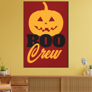 BOO Crew Pompoen Muur Kunst met Aangepaste Tekst O Canvas Afdruk