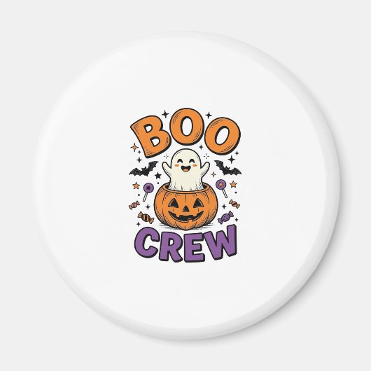 Boo Crew Schattig Geest Pompoen Halloween Shirt On Magneet (Voorkant)