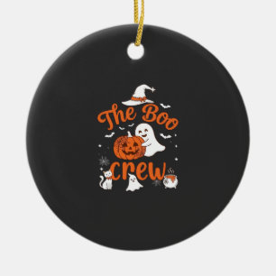 Boo Crew Spook Pompoen Witte Kat Heksenhoed Keramisch Ornament
