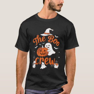 Boo Crew Spook Pompoen Witte Kat Heksenhoed T-shirt