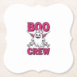 Boo Crew Verpleegster Spook Halloween Vector Ontwe Kartonnen Onderzetters