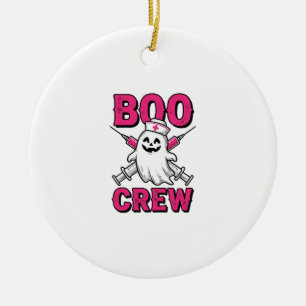 Boo Crew Verpleegster Spook Halloween Vector Ontwe Keramisch Ornament