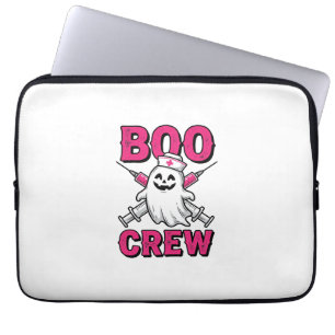 Boo Crew Verpleegster Spook Halloween Vector Ontwe Laptop Sleeve