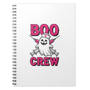 Boo Crew Verpleegster Spook Halloween Vector Ontwe Notitieboek