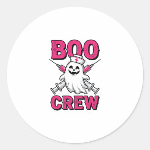 Boo Crew Verpleegster Spook Halloween Vector Ontwe Ronde Sticker