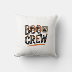 Boo Crew Vintage Halloween Gravure Shirt Ontwerp_ Kussen