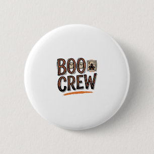 Boo Crew Vintage Halloween Gravure Shirt Ontwerp_ Ronde Button 5,7 Cm