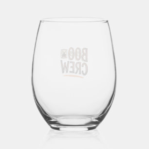 Boo Crew Vintage Halloween Gravure Shirt Ontwerp_ Wijnglas Zonder Voet