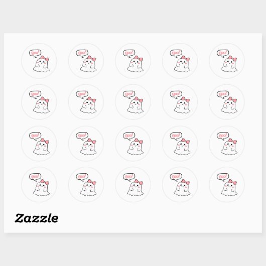 Boo! Cute Boo Minimal Clean Ronde Sticker (Vel)