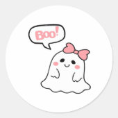 Boo! Cute Boo Minimal Clean Ronde Sticker (Voorkant)