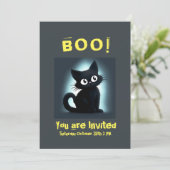 Boo Cute Chat noir Halloween Fête Invitation (Debout devant)