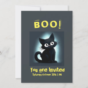 Boo Cute Chat noir Halloween Fête Invitation