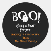BOO Cute geest Black & White Halloween Ronde Sticker (Voorkant)