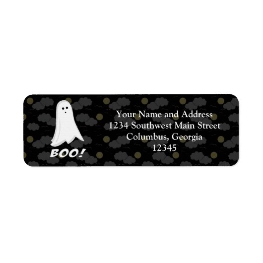 Boo, Cute Ghost Black en White Etiket (Voorkant)