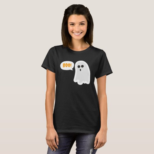 BOO! Cute Ghost Halloween T-Shirt (Voorkant volledig)