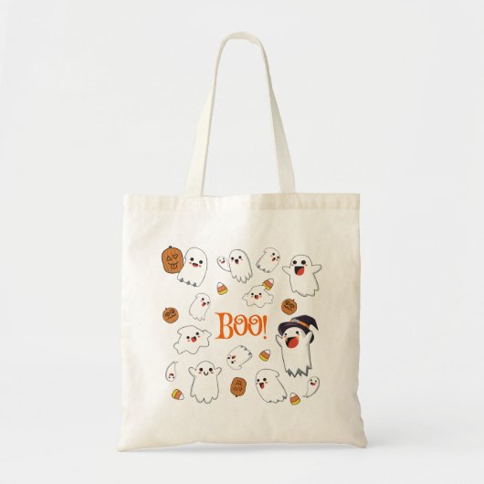 Boo Cute Halloween Ghosts Canvas tas (Voorkant)