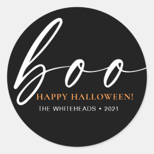 Boo Cute Happy Halloween Black Ronde Sticker