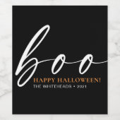 Boo Cute Happy Halloween Black Wijn Etiket (Enkel label)