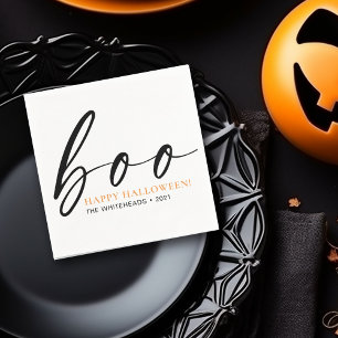 Boo Cute Happy Halloween White Servet