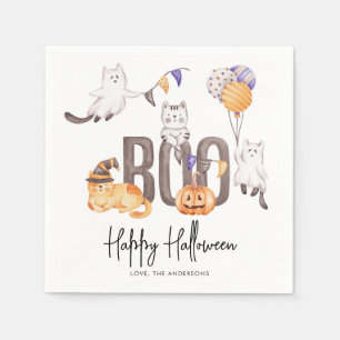 Boo Cute Kind Happy Halloween Cats Ghosts Servet