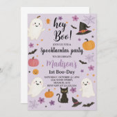 Boo Dag 1e verjaardag Uitnodiging | Schattige Ghos (Voorkant / Achterkant)