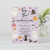 Boo Day 1er anniversaire Invitation | Joli fantôme (Debout devant)