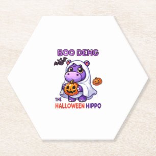 Boo Deng De Halloween Hippo Schattigee Bouncy Vark Kartonnen Onderzetters